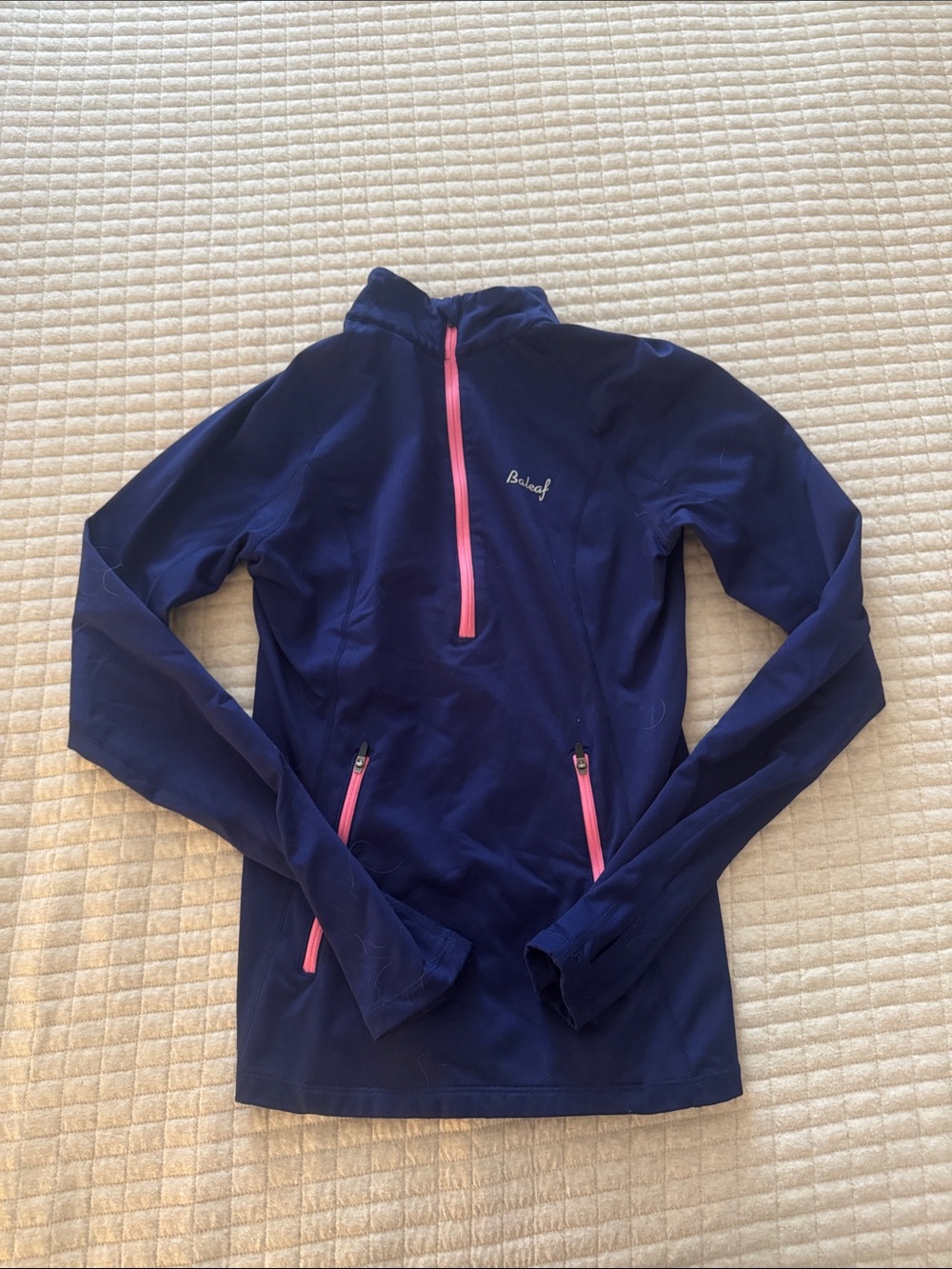 Baleaf Navy Ski Pullover with Pink Zipper Accents